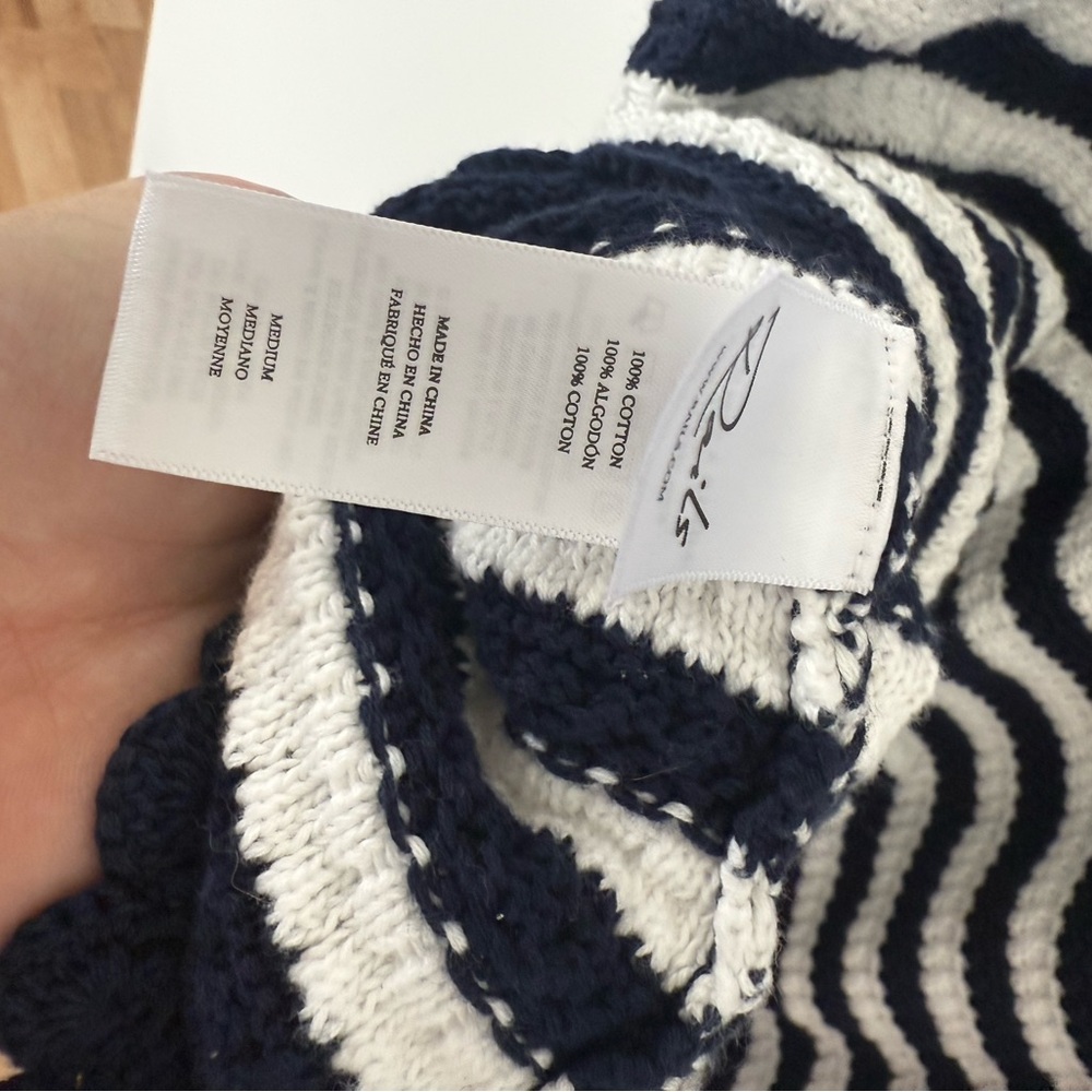 NWT Rails Lily Navy & White 100% Cotton Crochet Knit Stripe Euro-Summer Dress - Picture 11 of 12